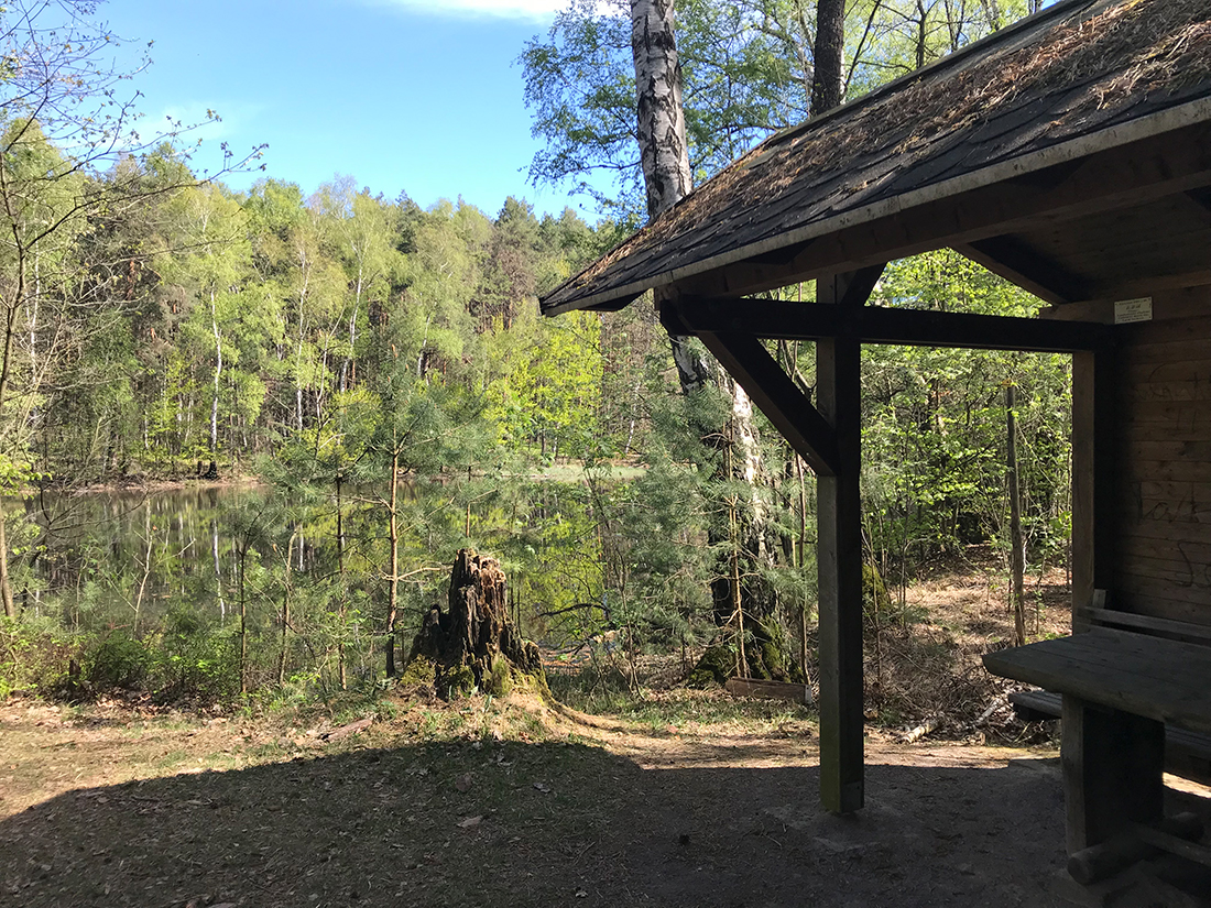 kleiner Waldsee Mitt Hütte